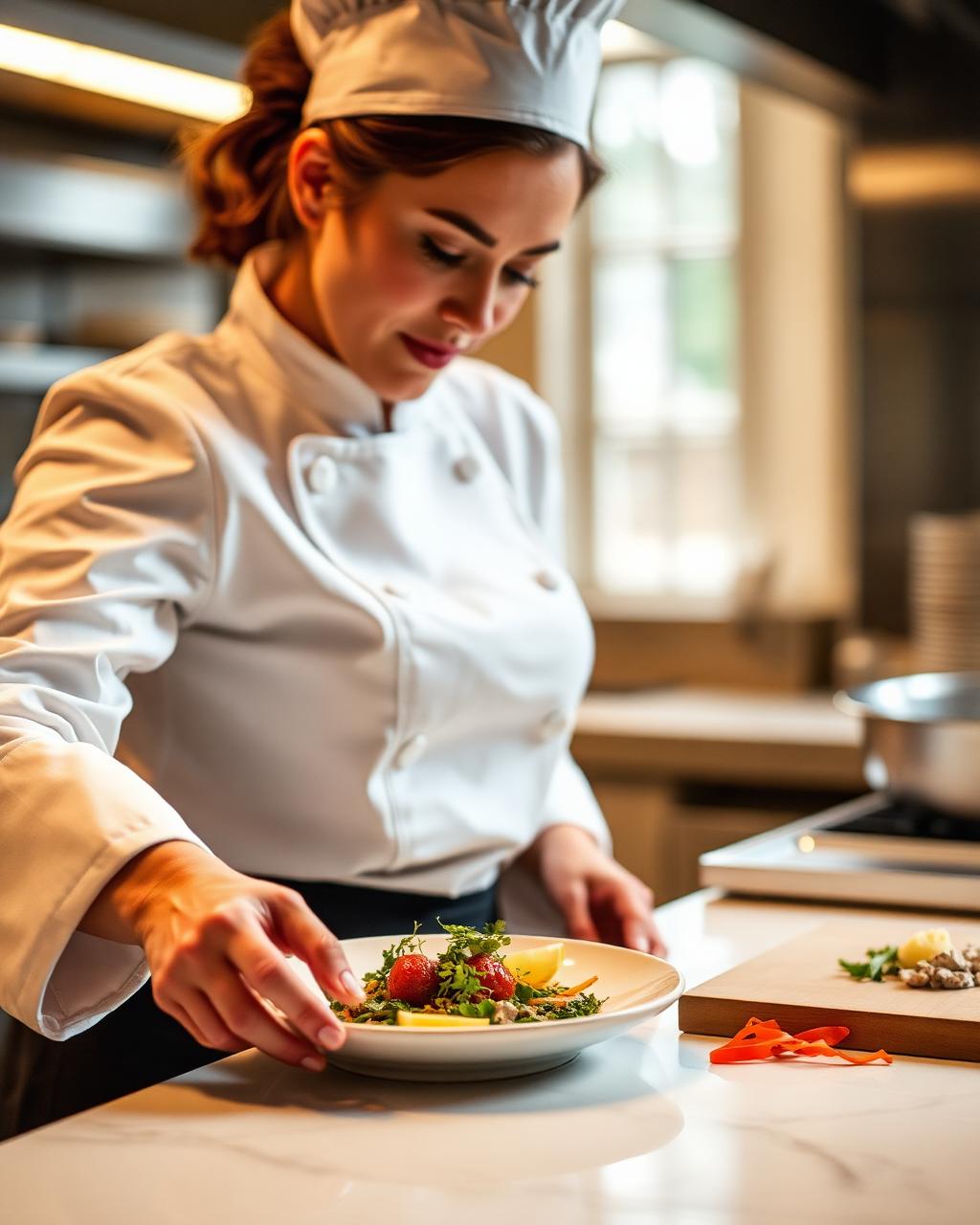 Carla aan het werk in de keuken